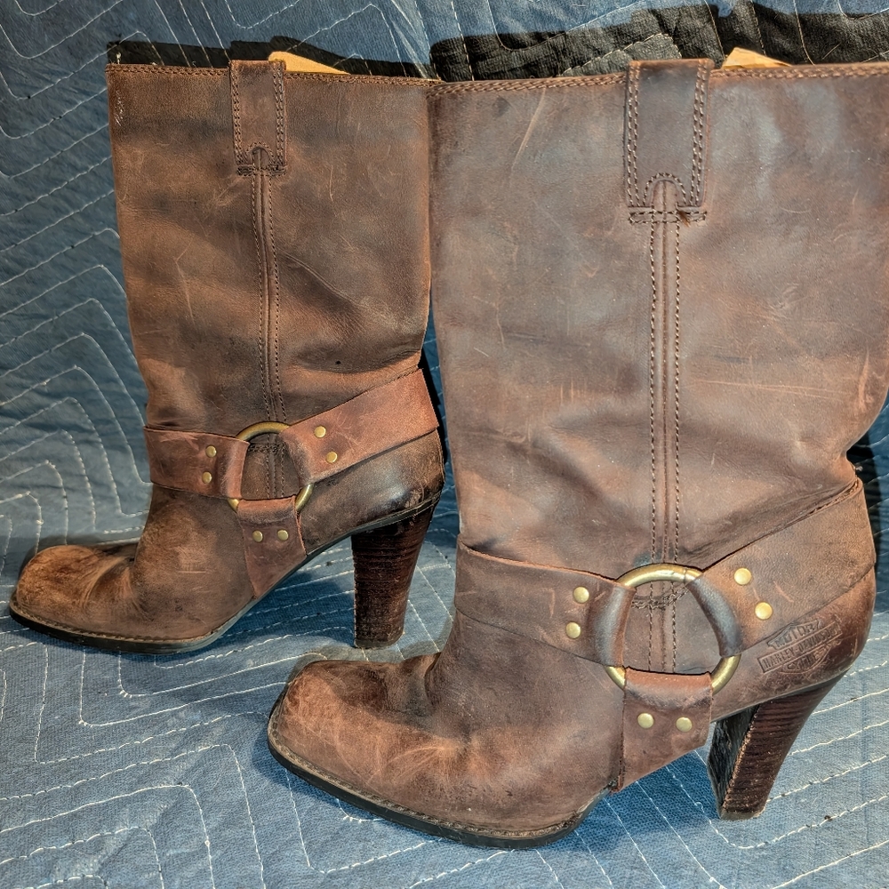 Harley Davidson Brown Leather Women's Boots